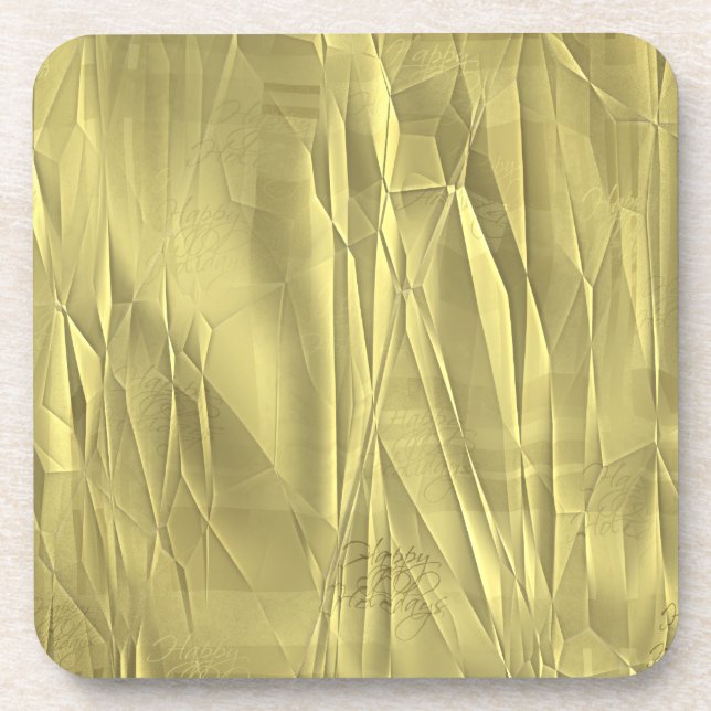 Crumpled Gold Foil Christmas Wrapping Paper Coaster (Front)