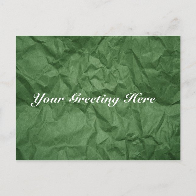 Crumpled Green Paper Texture Empty Postcard (Front)