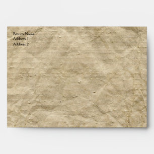 Crumpled Paper and Dark Brown Wood Envelopes