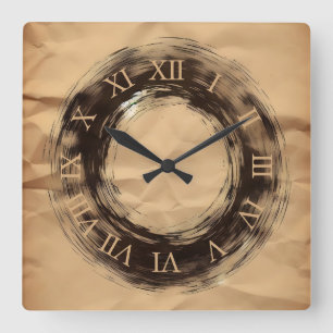 crumpled paper square wall clock