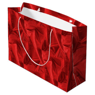 Crumpled Red Lame' Metallic Fabric Photo Large Gift Bag