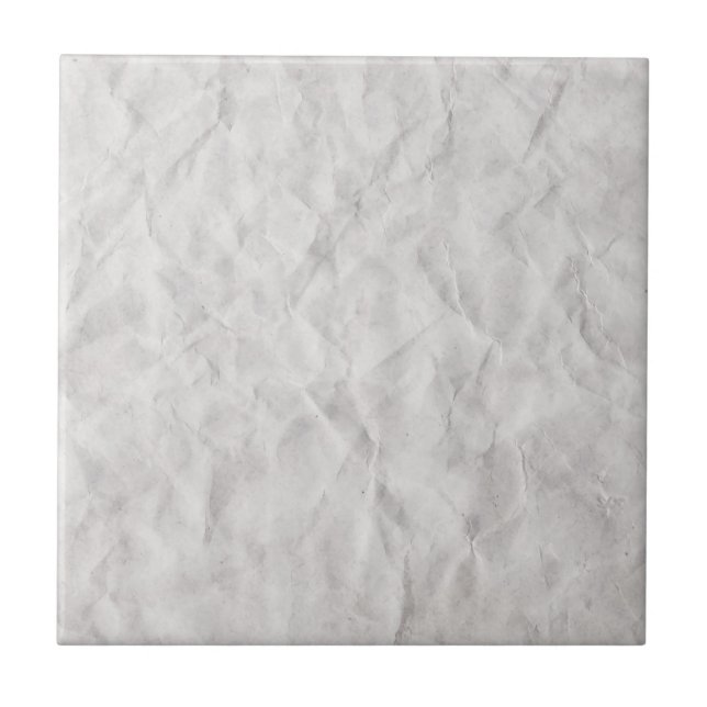 Crumpled White Paper Texture Ceramic Tile (Front)