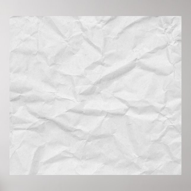 Crumpled White Paper: Textured Background Poster (Front)