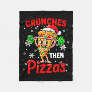 Crunches Then Zzas Xmas Santa Zza Weightlifting Gy Fleece Blanket