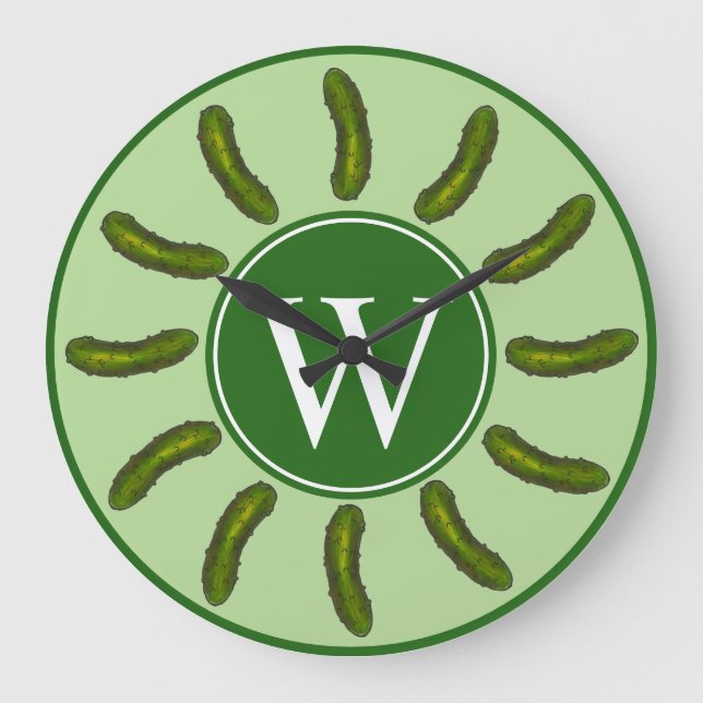 Crunchy Green Kosher Dill Pickle Foodie Kitchen Large Clock (Front)