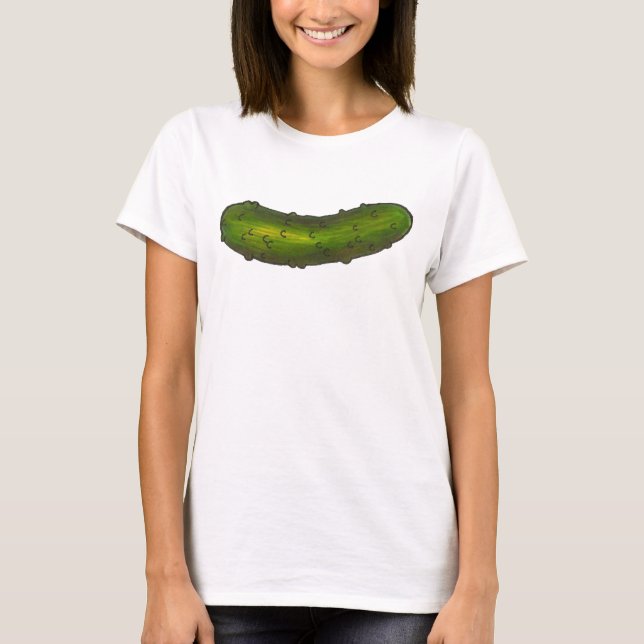 Crunchy Green Kosher Dill Sour Pickle Foodie Food T-Shirt (Front)