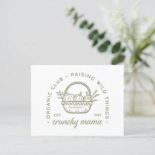 Crunchy mum organic vegetarian eco friendly green postcard