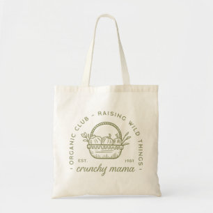 Crunchy mum organic vegetarian eco friendly green tote bag