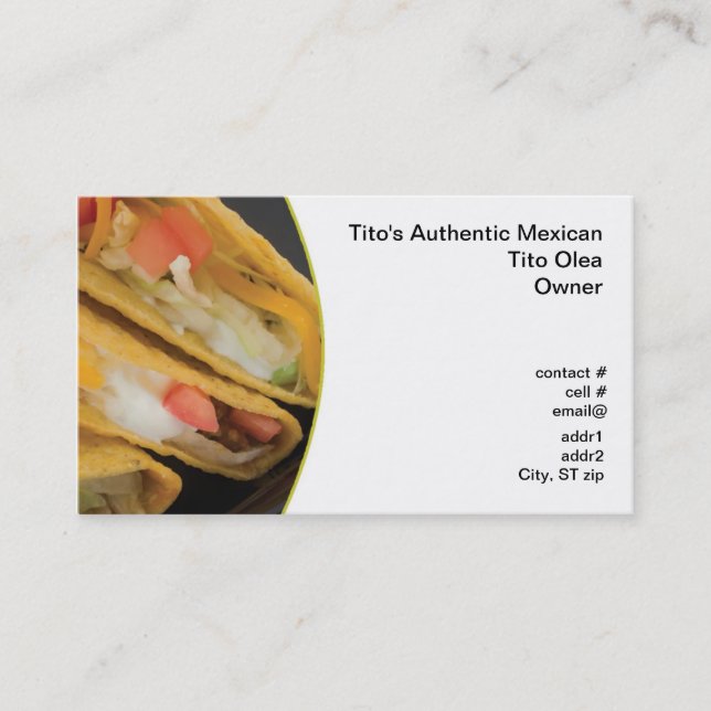Crunchy taco closeup business card (Front)