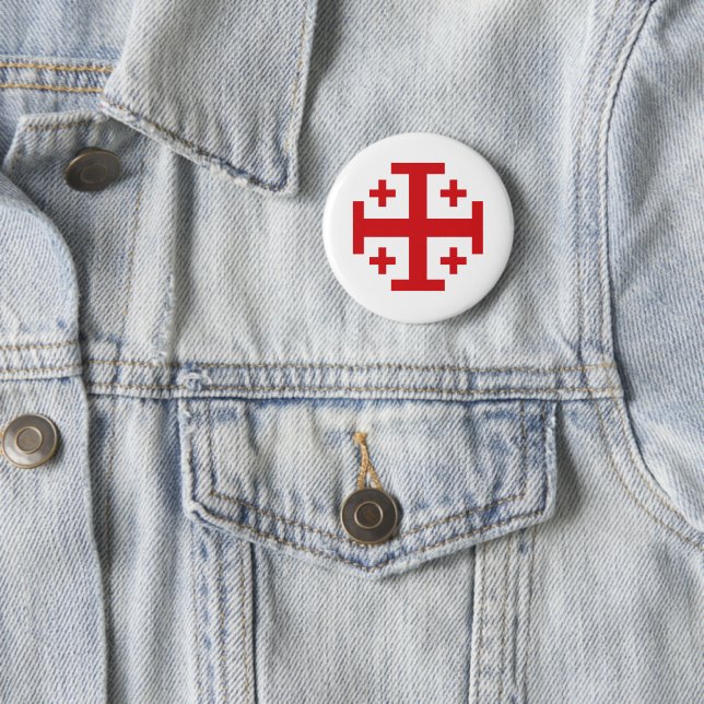 Crusader Cross 6 Cm Round Badge (In Situ)