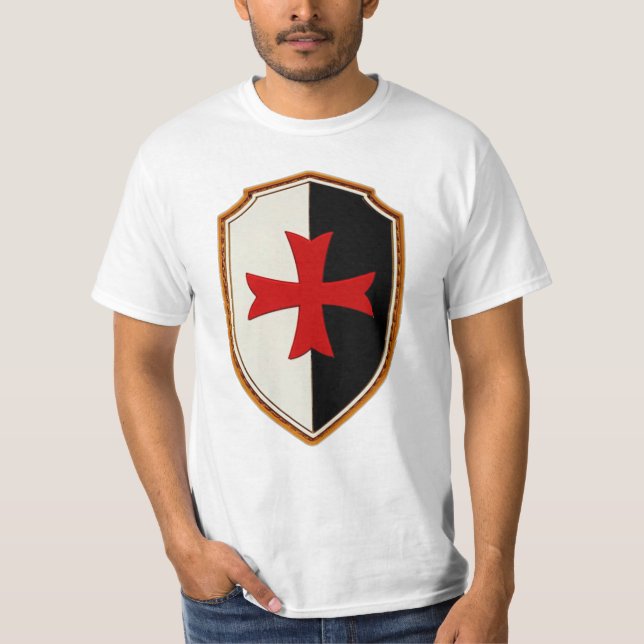 Crusader Cross On Shield T-Shirt (Front)