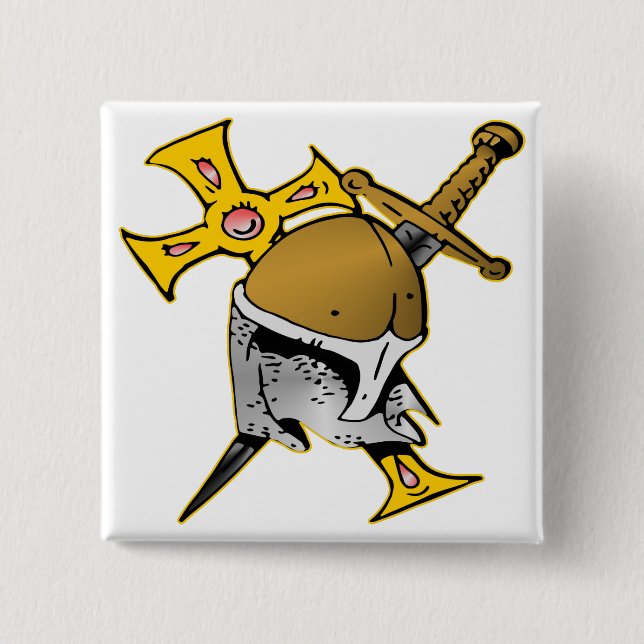 Crusader Helmet Cross & Sword 15 Cm Square Badge (Front)