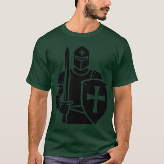 Crusader Knight Silhouette with Sword and Shield f T-Shirt