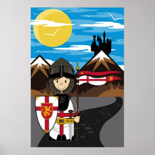Crusader Knight with Flag Poster