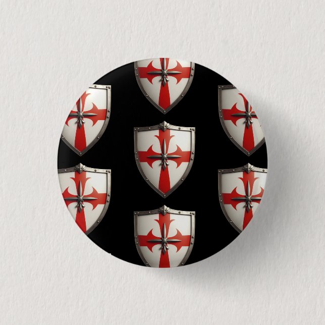 crusader shield design  3 cm round badge (Front)