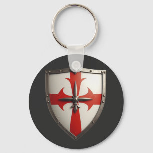 crusader shield with a red cross pattée  key ring