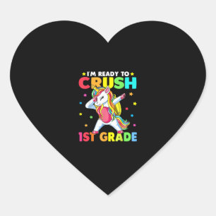 Crush 1st Grade Dabbing Unicorn Back to School Gir Heart Sticker