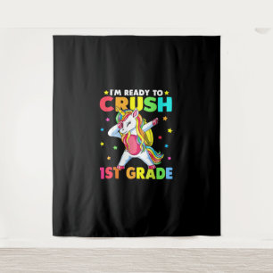 Crush 1st Grade Dabbing Unicorn Back to School Gir Tapestry