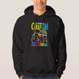 Crush 1st Grade Dinosaur Monster Truck Back To Sch Hoodie