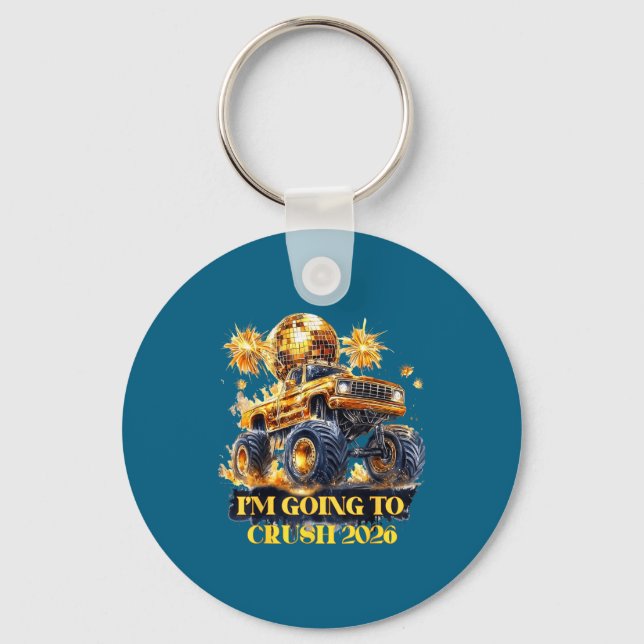 Crush 2026 Monster Truck New Year Party Countdown  Key Ring (Front)
