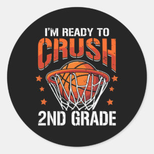 Crush 2nd Grade Basketball Back to School Boys Kid Classic Round Sticker