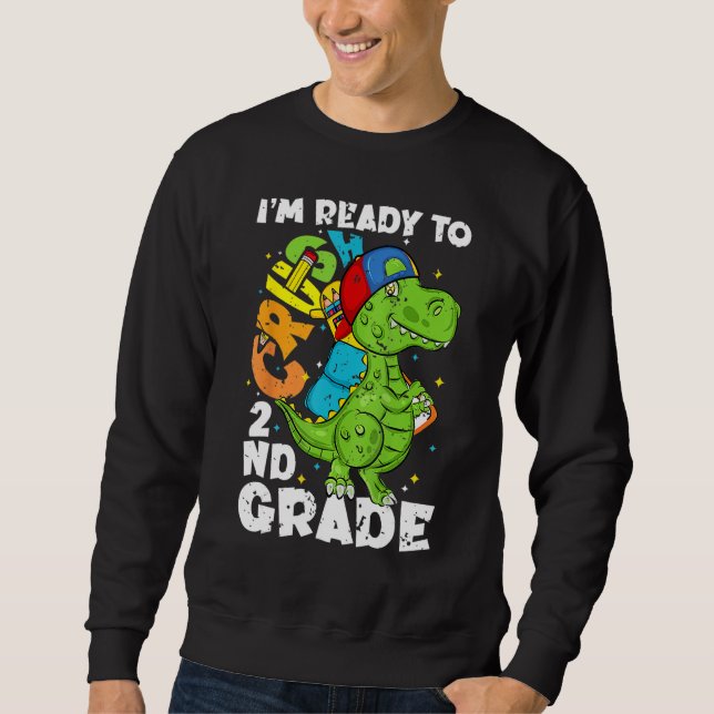 Crush 2nd Grade Rex Dinosaur Back To School Boys K Sweatshirt (Front)