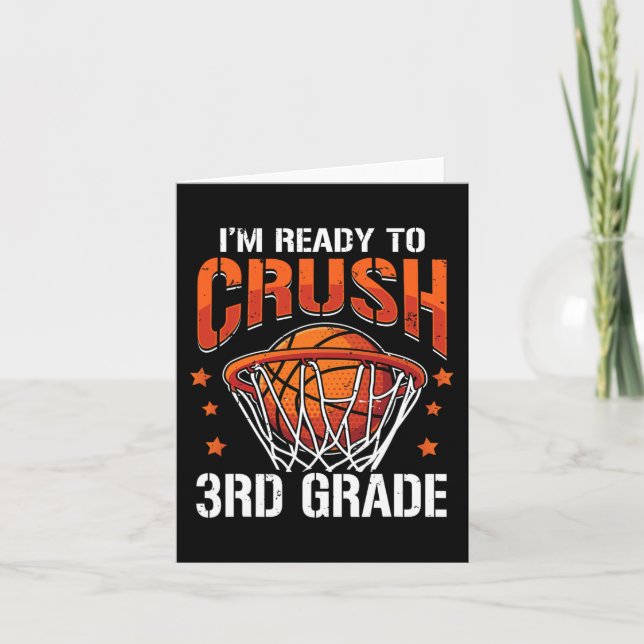 Crush 3rd Grade Basketball Back to School Boys Kid Card (Front)