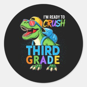 Crush 3rd Grade Boys Kids Ck To School Team Third  Classic Round Sticker
