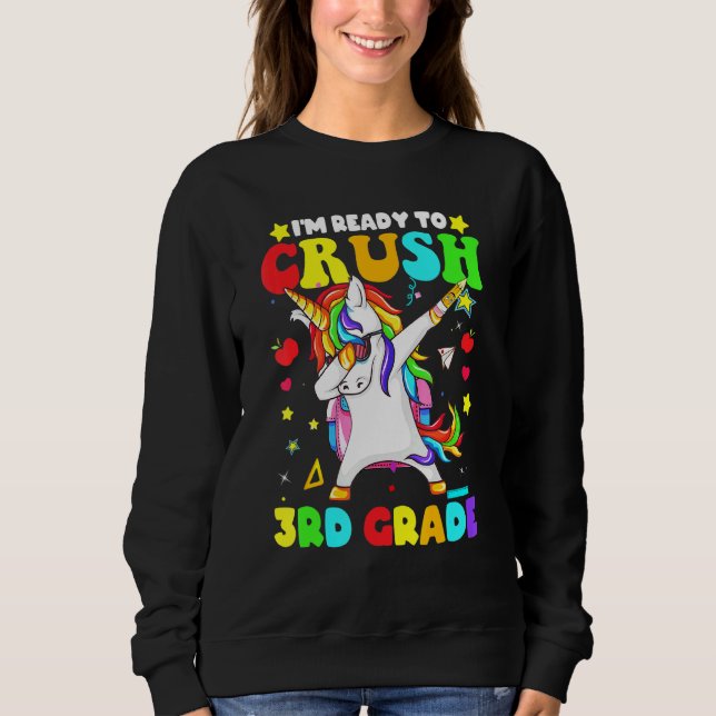 Crush 3rd Grade Dabbing Unicorn Back To School Boy Sweatshirt (Front)