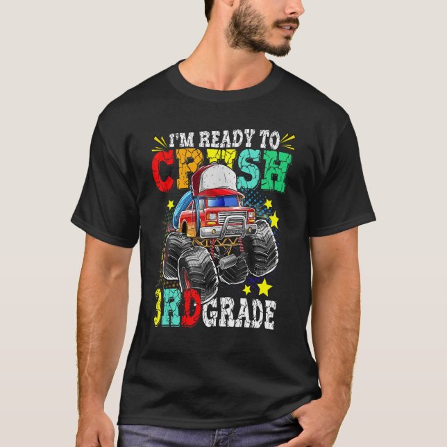 Crush 3rd Grade Monster Truck Backpack Back To Sch T-Shirt (Front)