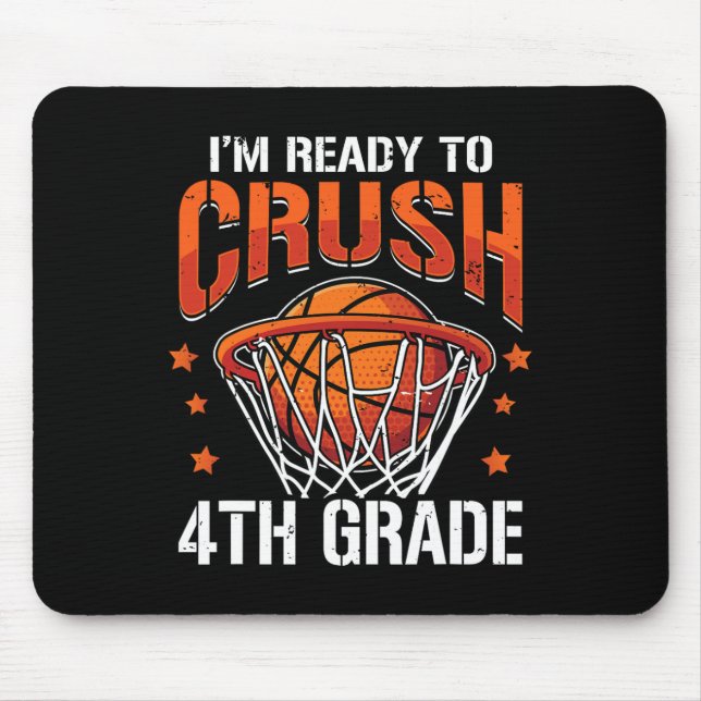 Crush 4th Grade Basketball Back to School Boys Kid Mouse Pad (Front)