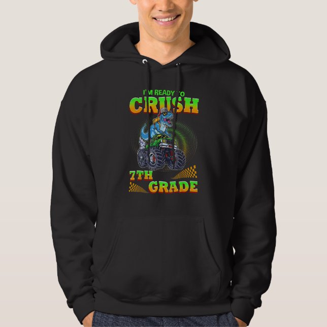 Crush 7th Grade Dinosaur Back To School For Teache Hoodie (Front)