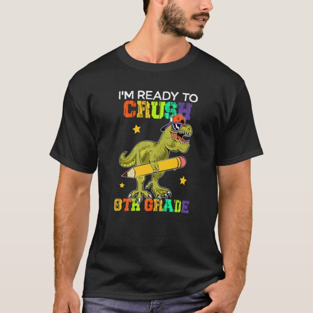 Crush 8th Grade Dinosaur Sunglasses Back To School T-Shirt (Front)
