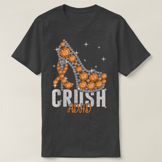 Crush ADHD Twinkle Ribbon Support  T-Shirt (Design Front)