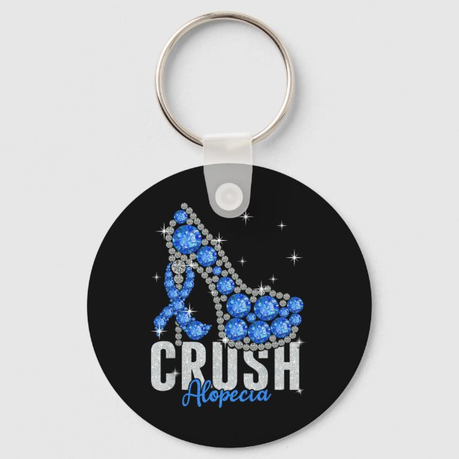 Crush Alopecia Twinkle Ribbon Support  Key Ring (Front)