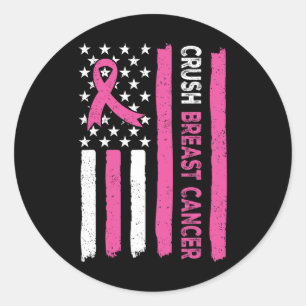 Crush Breast Cancer Awareness Bling Pink Ribbon 3 Classic Round Sticker