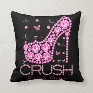 Crush Breast Cancer Awareness Bling Pink Ribbon Cushion