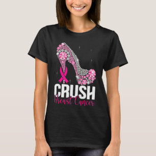 Crush Breast Cancer Awareness Bling Pink Ribbon T-Shirt