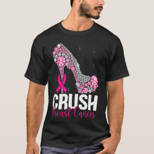 Crush Breast Cancer Awareness Bling Pink Ribbon T-Shirt