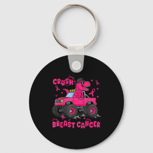Crush Breast Cancer Awareness Monster Truck Dinosa Key Ring