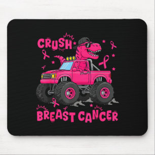 Crush Breast Cancer Awareness Monster Truck Dinosa Mouse Pad