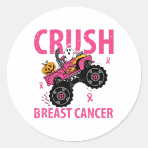 Crush Breast Cancer Awareness Monster Truck Hallow Classic Round Sticker