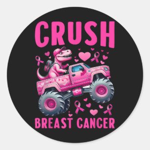 Crush Breast Cancer Awareness Monster Truck Toddle Classic Round Sticker
