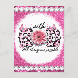 Crush breast cancer awareness month survivor pink postcard