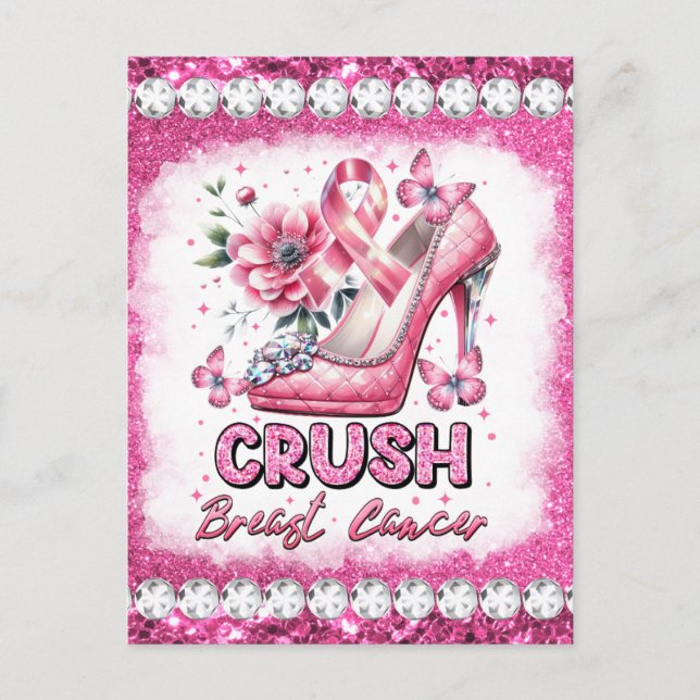 Crush breast cancer awareness month survivor pink  postcard (Front)