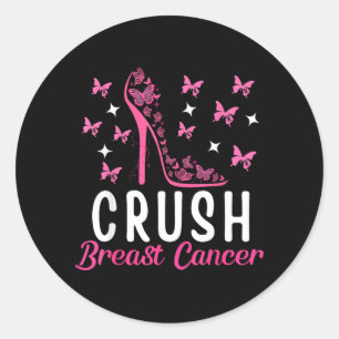 Crush Breast Cancer Awareness nk Butterfly Classic Round Sticker