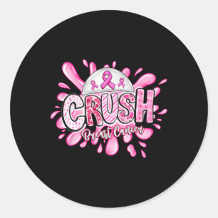 Crush Breast Cancer Awareness Pink Ribbon Support Classic Round Sticker