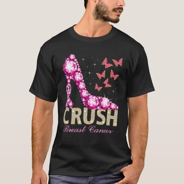 Crush Breast Cancer Awareness Pink Ribbon Support T-Shirt (Front)