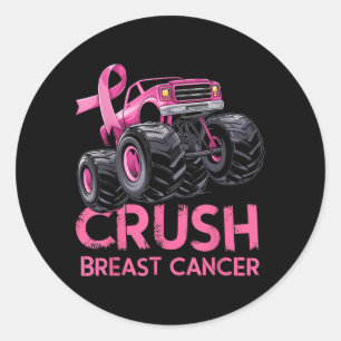 Crush Breast Cancer Awareness Truck nk for Kids 1 Classic Round Sticker