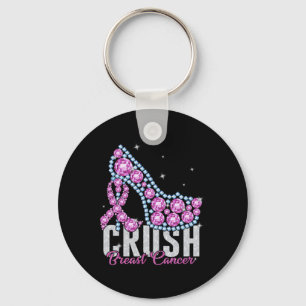 Crush Breast Cancer Bling Ribbon Key Ring